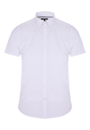 Men White Short Sleeve Oxford Shirt