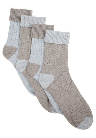 Womens 2pk Blue & Grey Thermal Boot Socks