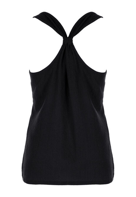 Womens Black Knot Back Co-ord Top