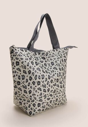 Womens Grey Animal Print Lunch Bag
