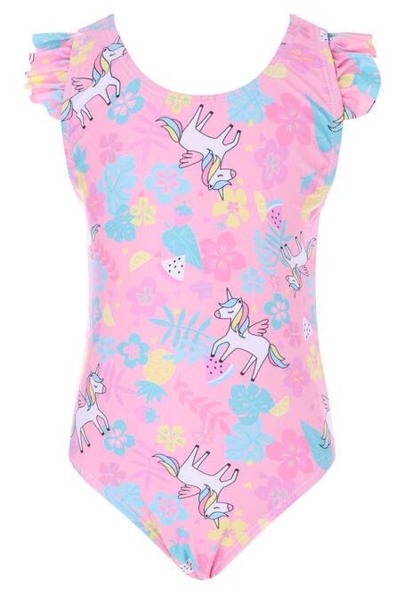 Younger Girls Pink Unicorn Swimsuit