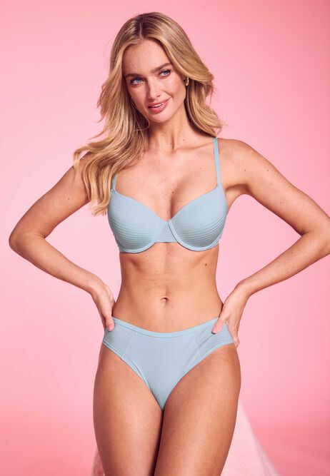 Womens Blue Stripe High Cut Briefs