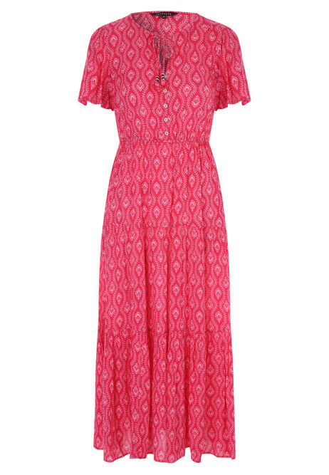 Womens Red Tile Print Dress