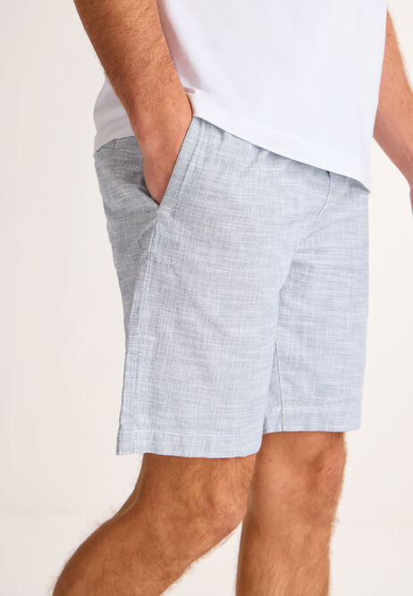 Mens Light Grey Textured Drawstring Shorts