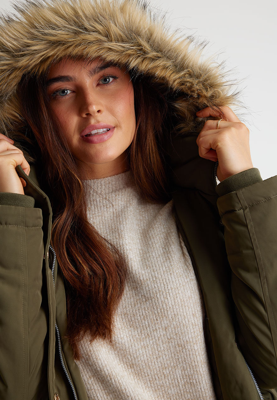 Womens khaki new arrivals parka coats