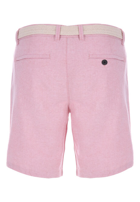 Mens Pink Oxford Belted Shorts 