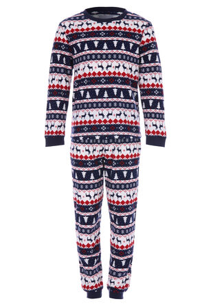 Boys Blue Fair Isle Christmas Family Pyjama Set