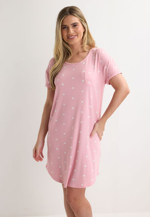 Womens Pink Soft Touch Star Print Nightdress