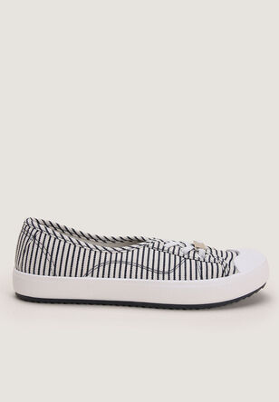 Womens Navy Stripe Casual Lace up Trainers