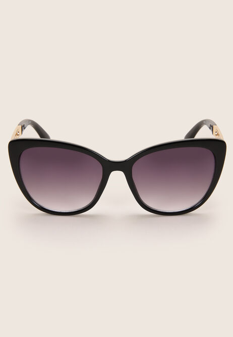 Womens Black and Gold Cats Eye Sunglasses