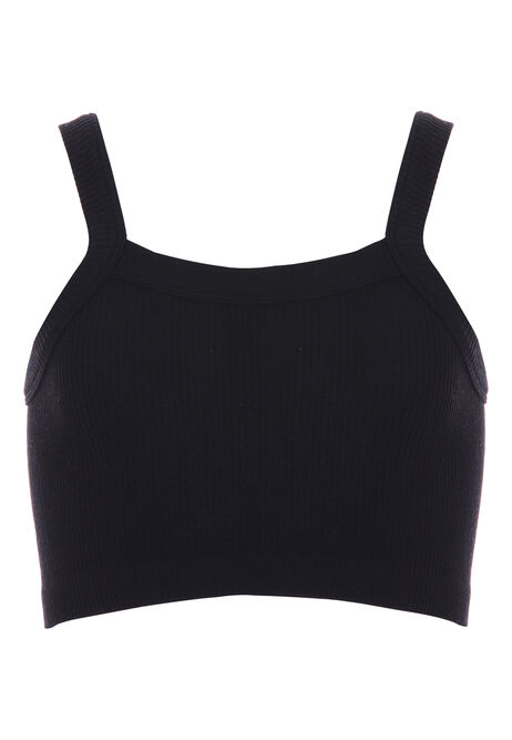 Older Girls Black Crop Seamless Vest