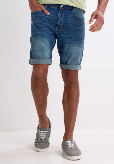 Mens Dark Blue Denim Five Pocket Shorts
