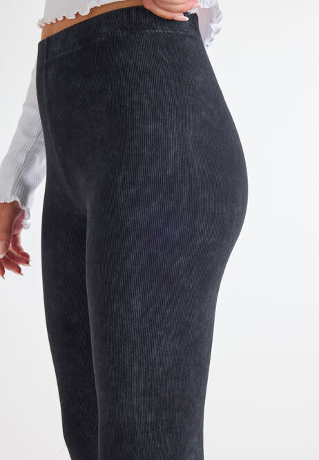 Older Girls Charcoal Acid Wash Leggings