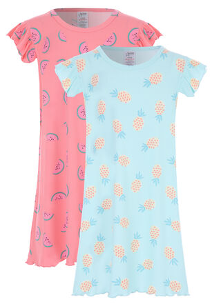Younger Girls 2pk Coral & Blue Nightdress