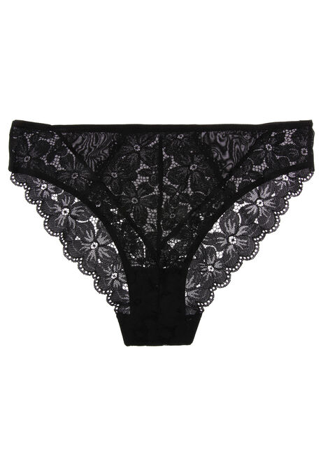 Womens Black Lace Midi Briefs