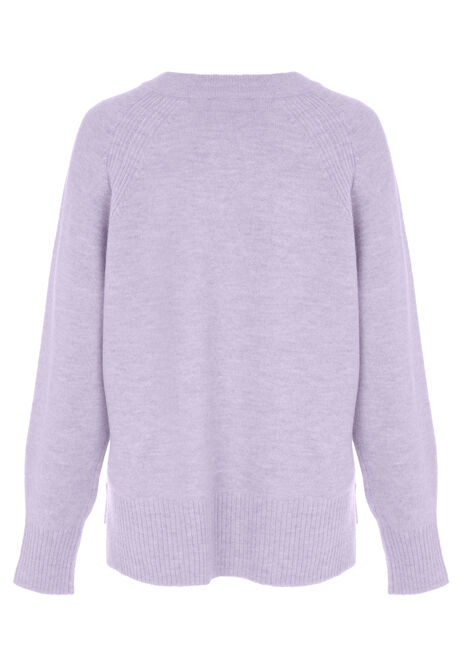 Womens Lilac Side Split Crew Neck Jumper