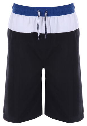 Older Boy Blue Colour Block Swim Board Shorts