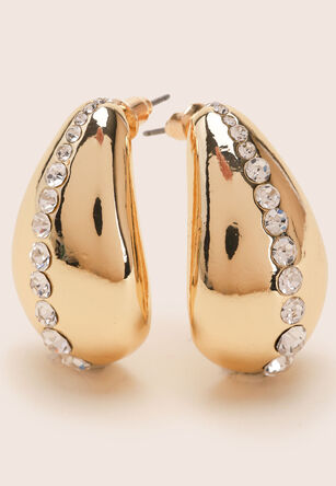 Womens Gold Teardrop Stud Earrings