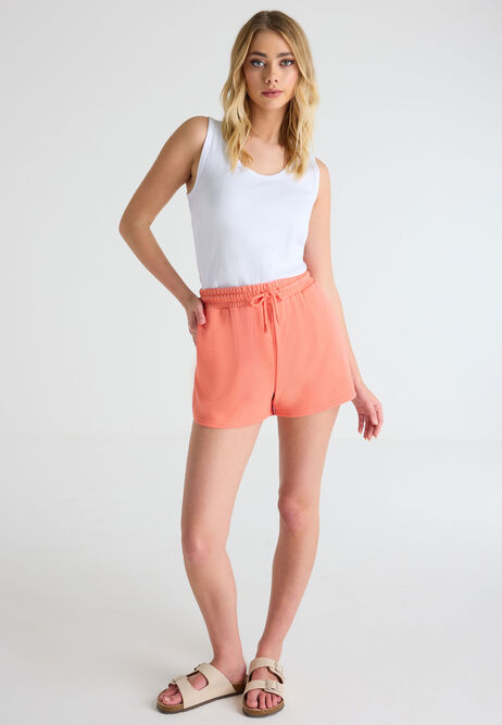 Womens Coral Casual Sweat Shorts