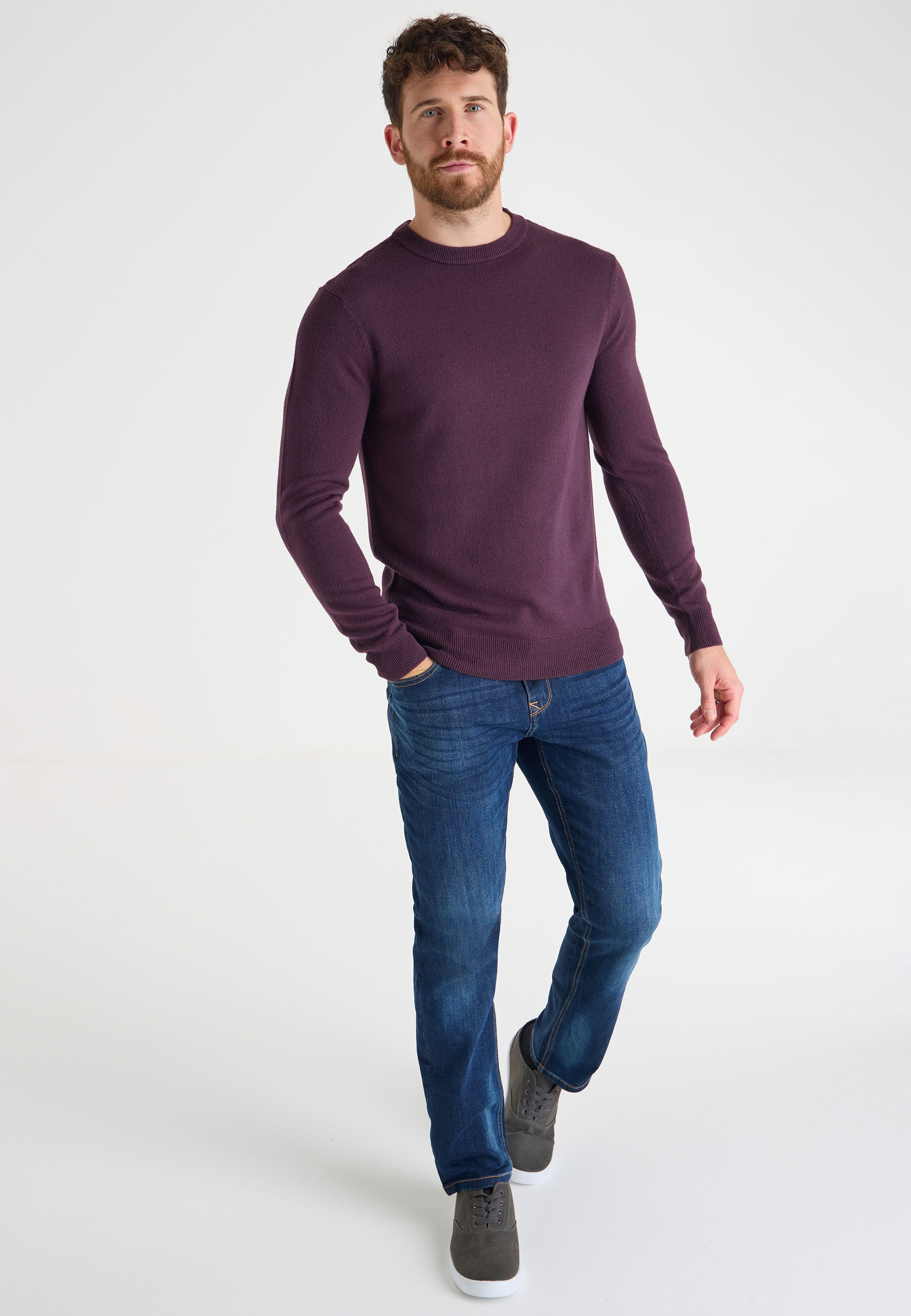 Mens purple crew neck sweater hotsell