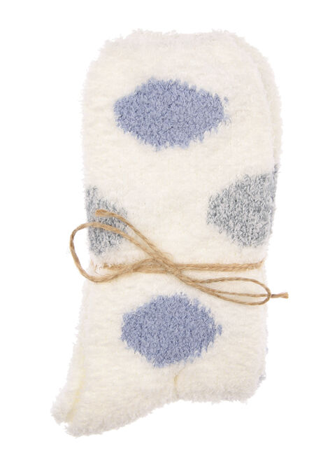 Womens 2pk Blue Spot Marshmallow Socks
