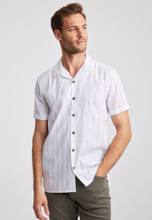 Mens White Textured Stripe Shirt