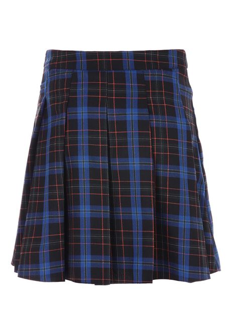 Older Girls Black & Blue Checked Kilt Skirt