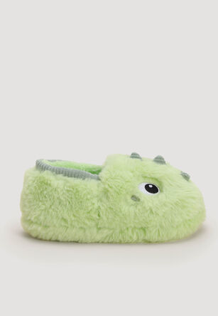 Younger Boys Green Dinosaur Slippers