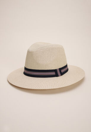 Mens Natural Woven Stripe Panama Hat