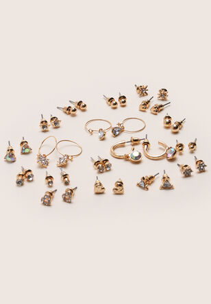 Womens 18pk Gold Iridescent Earring Set