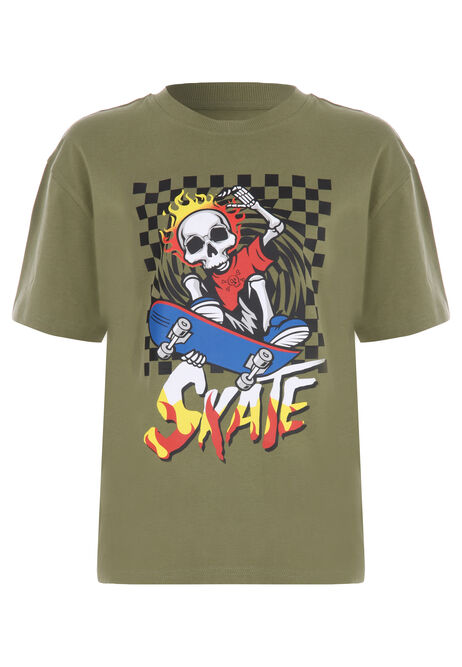 Older Boys Green Skater T-shirt