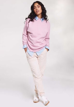Womens Cream Plain Cuffed Trousers