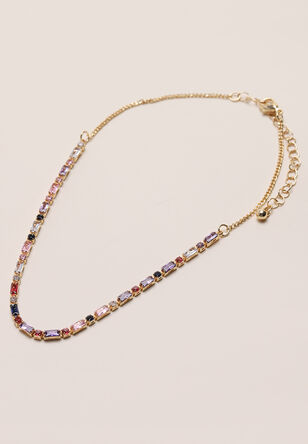 Womens Gold Bejeweled Choker Necklace