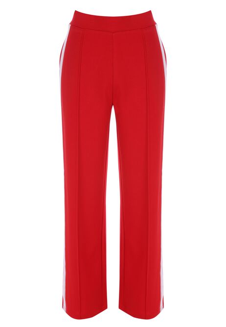 Womens Red & White Stripe Wide Leg Trousers
