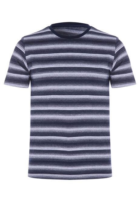Mens Navy Stripe Jacquard T-Shirt