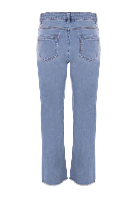 Older Girls Mid Blue Straight Cut Jeans