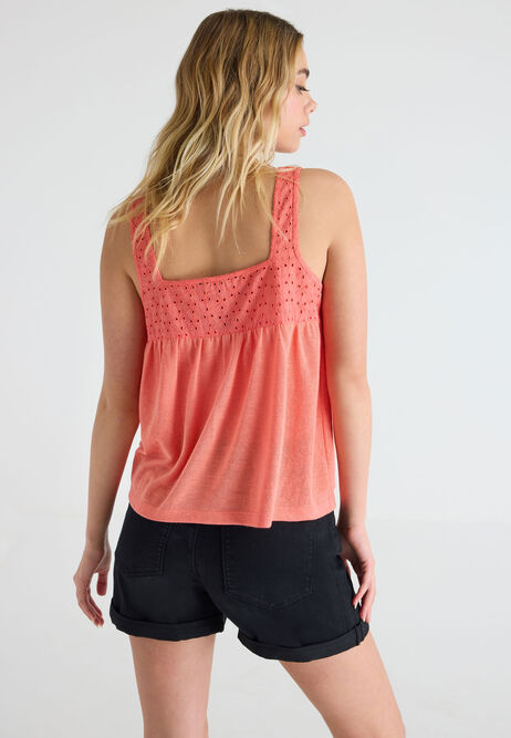 Womens Coral Broderie Swing Vest