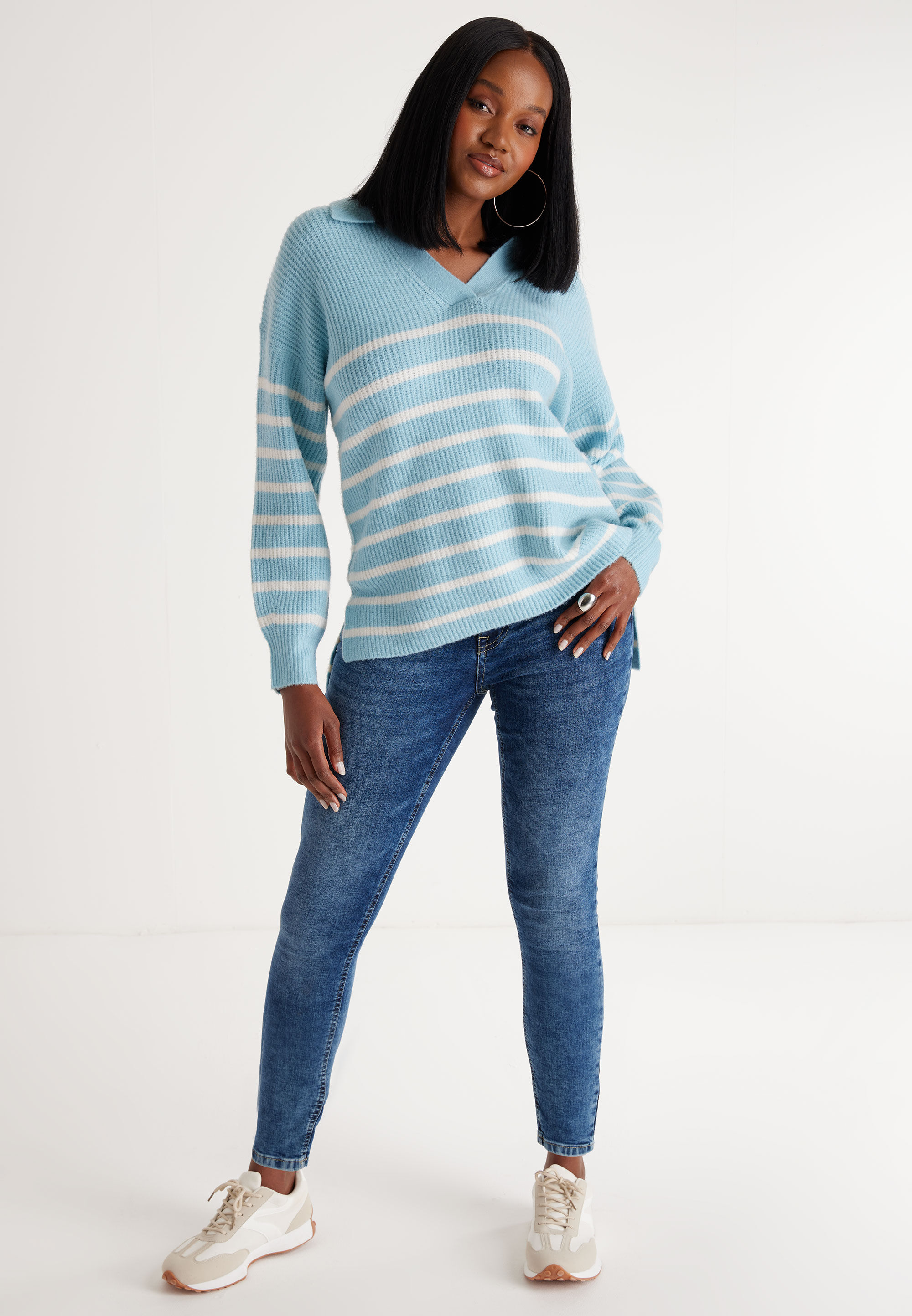 Blue striped jumper best sale womens