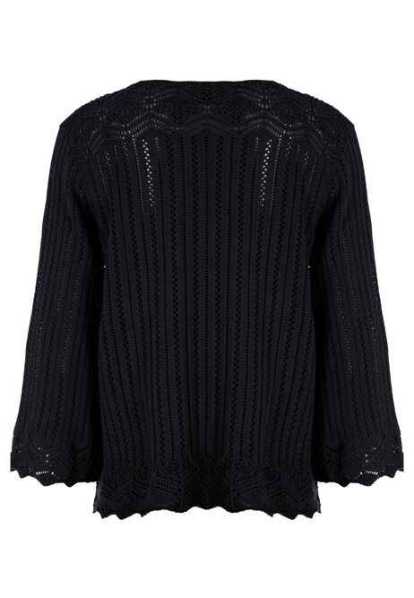 Womens Black Crochet Cardigan