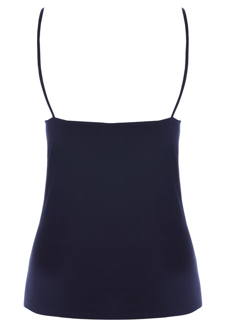 Womens Navy Plain Stretch Cami Vest