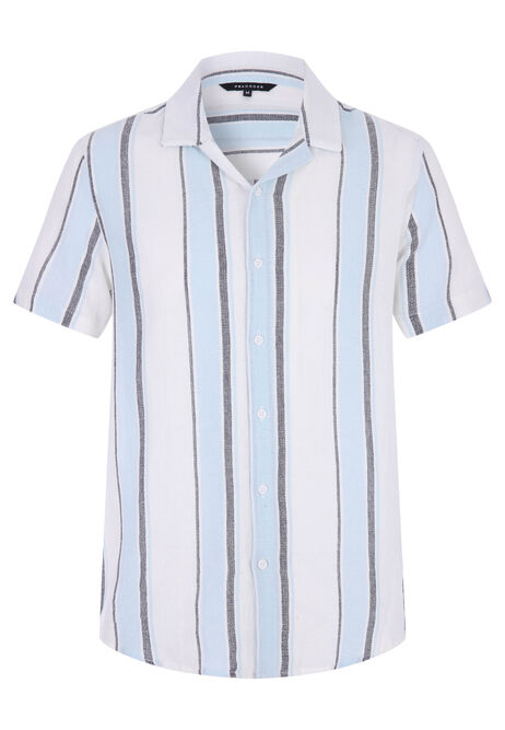 Mens White Stripe Linen Blend Shirt