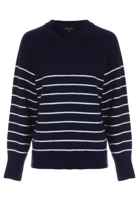 Womens Navy & Cream Stripe Knit Jumper