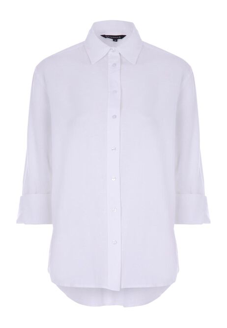 Womens White Plain Casual Shirt