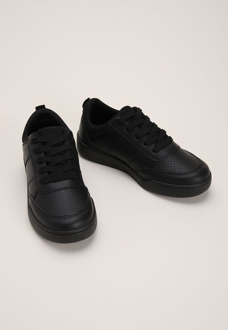 Older Boys Black Lace Up Trainers