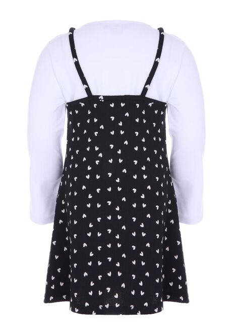 Younger Girls Black & White Heart 2-in-1 Strappy Dress