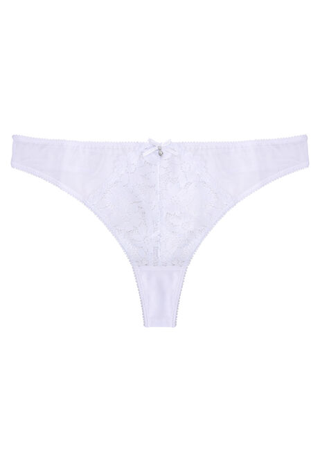 Womens Plain White Flower Lace Thong