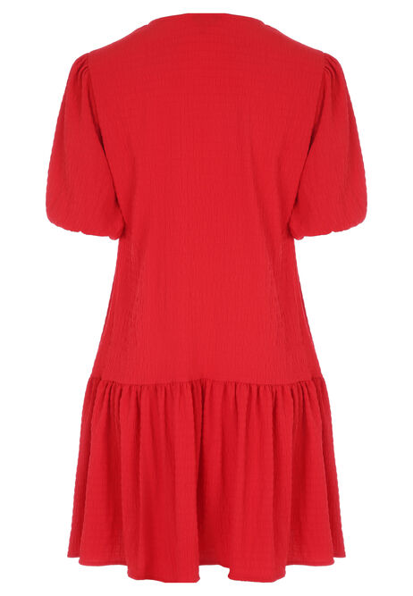 Womens Red Ruched Front Tunic Dress