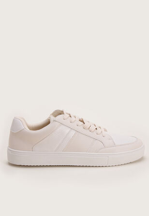 Mens Cream Lace Up Trainers 
