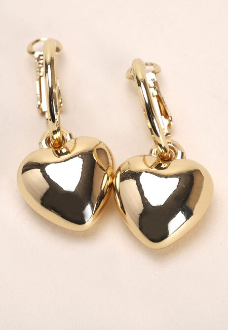 Womens Gold Huggy Heart Earrings