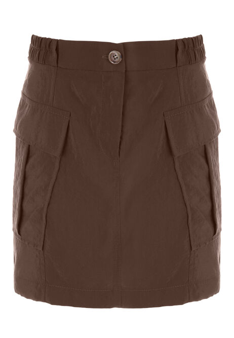 Older Girls Brown Utility Mini Skirt